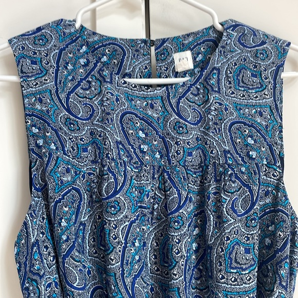 GAP Pretty Blue Short Paisley Shirred  Swing Dress with pockets and attach belt - Picture 7 of 10